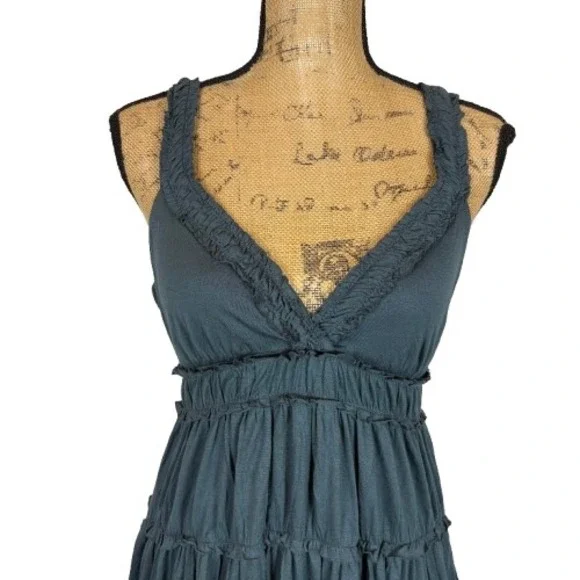 Velvet by Graham & Spencer Babydoll Tiered Mini Dress Gray Fairycore Size Medium - Picture 2 of 6